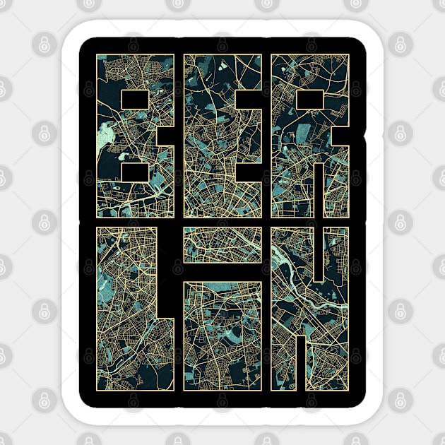 Berlin, Germany City Map Typography - Summer Sticker by deMAP Studio